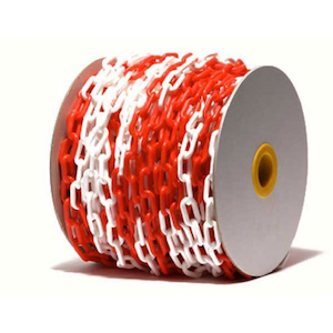 Plastic Chain 8 mm × 20 Yard | UV‑Stabilized Red/White Barrier Chain for Cones & Posts | Crowd Control, Queue Management
